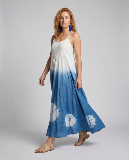 Damen Maxikleid Batik Empire Taille - Norvielle