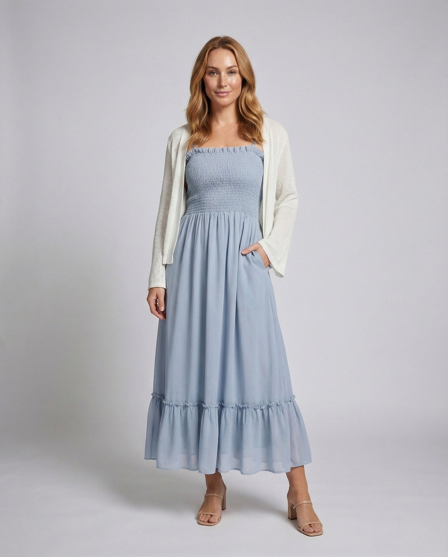 Damen Midikleid Strick Überwurf - Norvielle