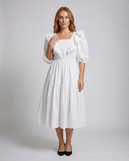 Damen Midikleid Volantkragen - Norvielle