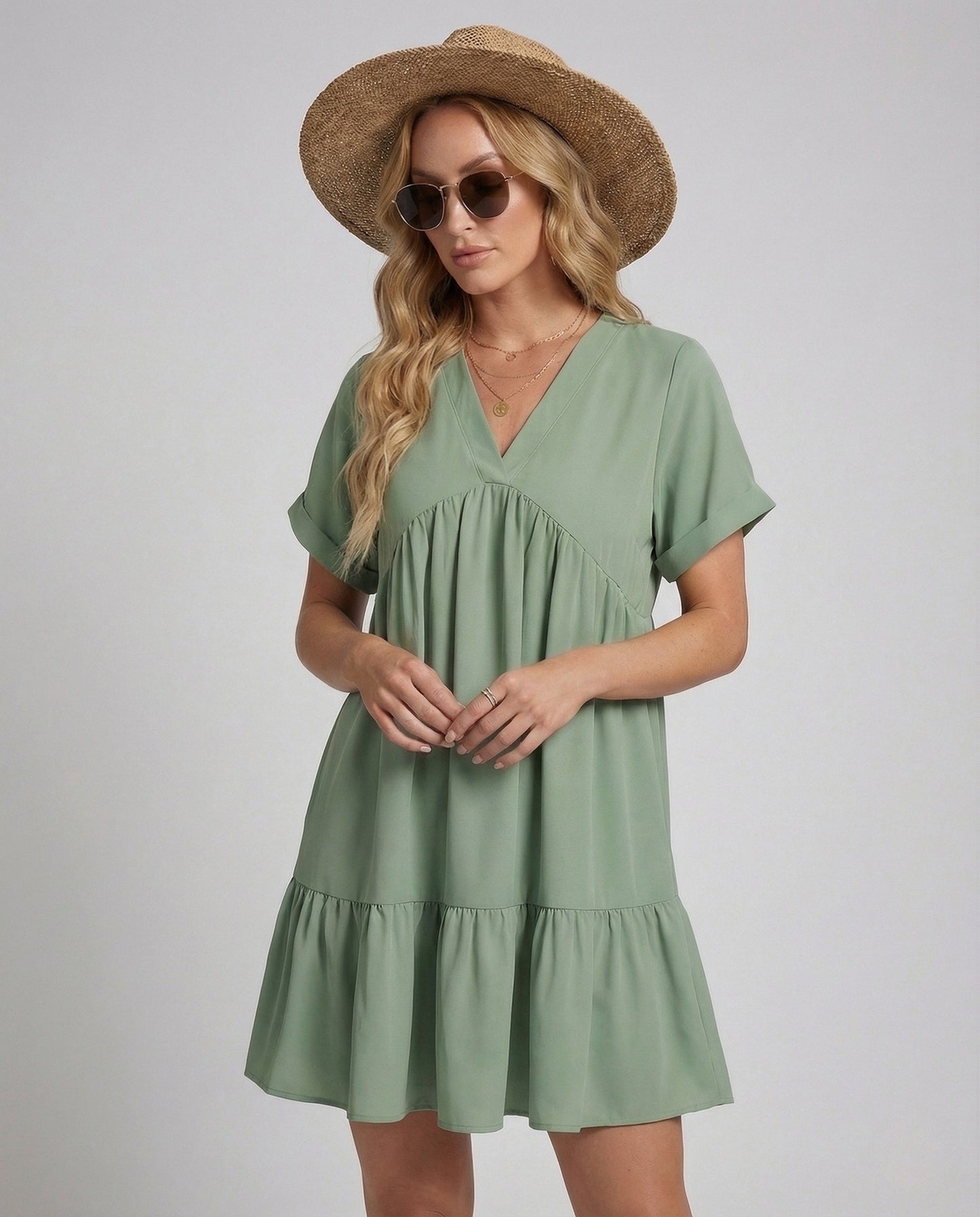 Damen Volantkleid V-Ausschnitt - Norvielle