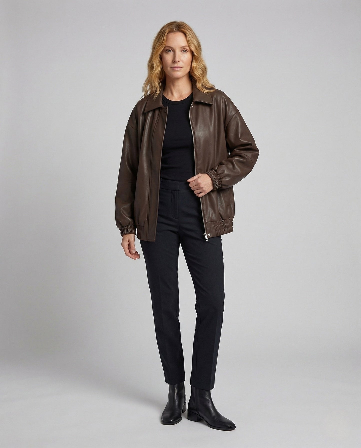Damen Boxjacke Kunstleder Matt - Norvielle