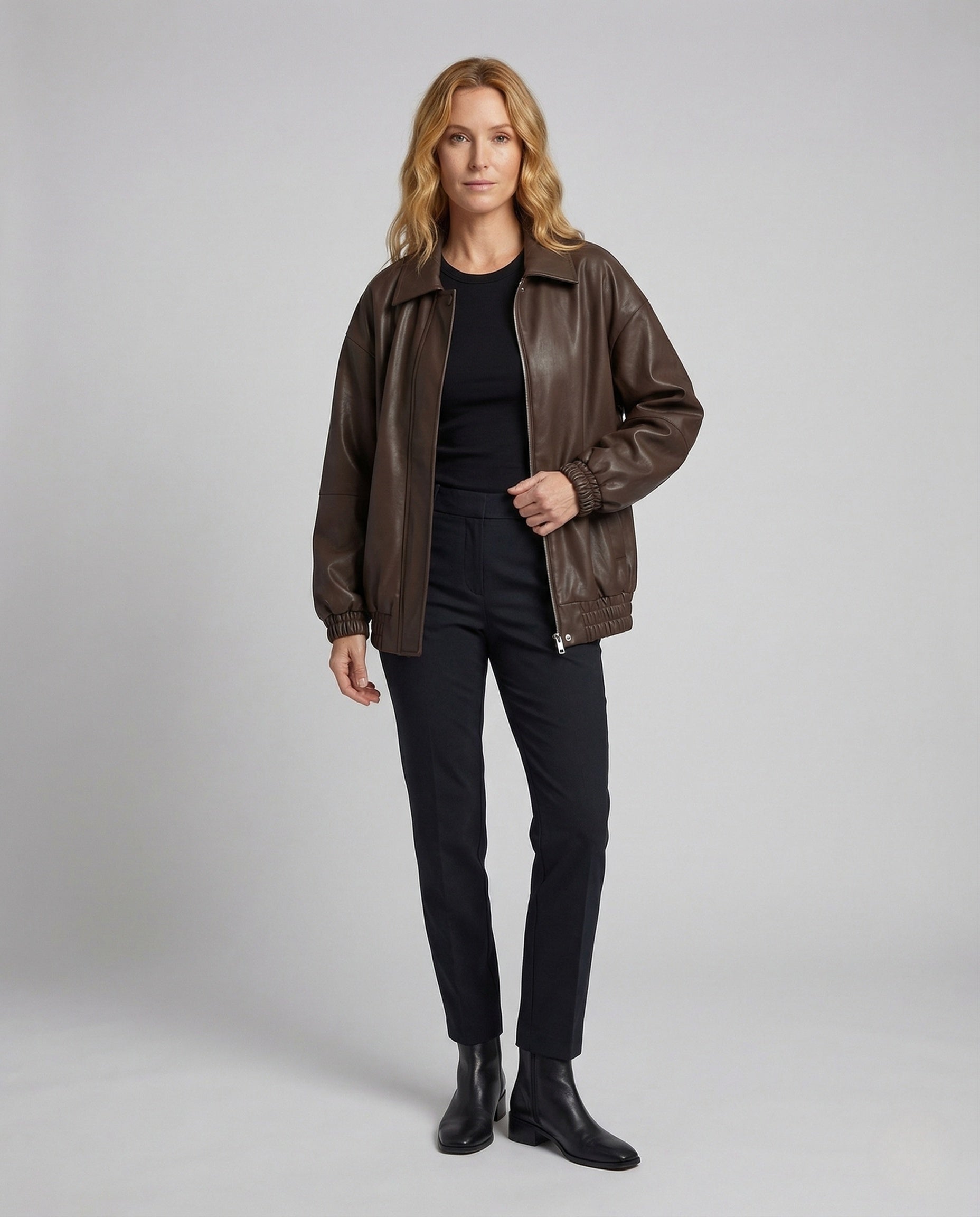 Damen Boxjacke Kunstleder Matt - Norvielle