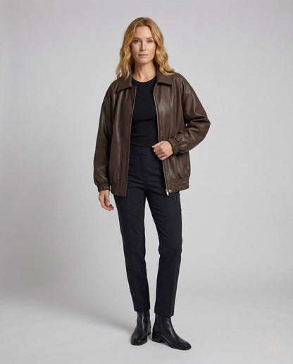 Damen Boxjacke Kunstleder Matt - Norvielle