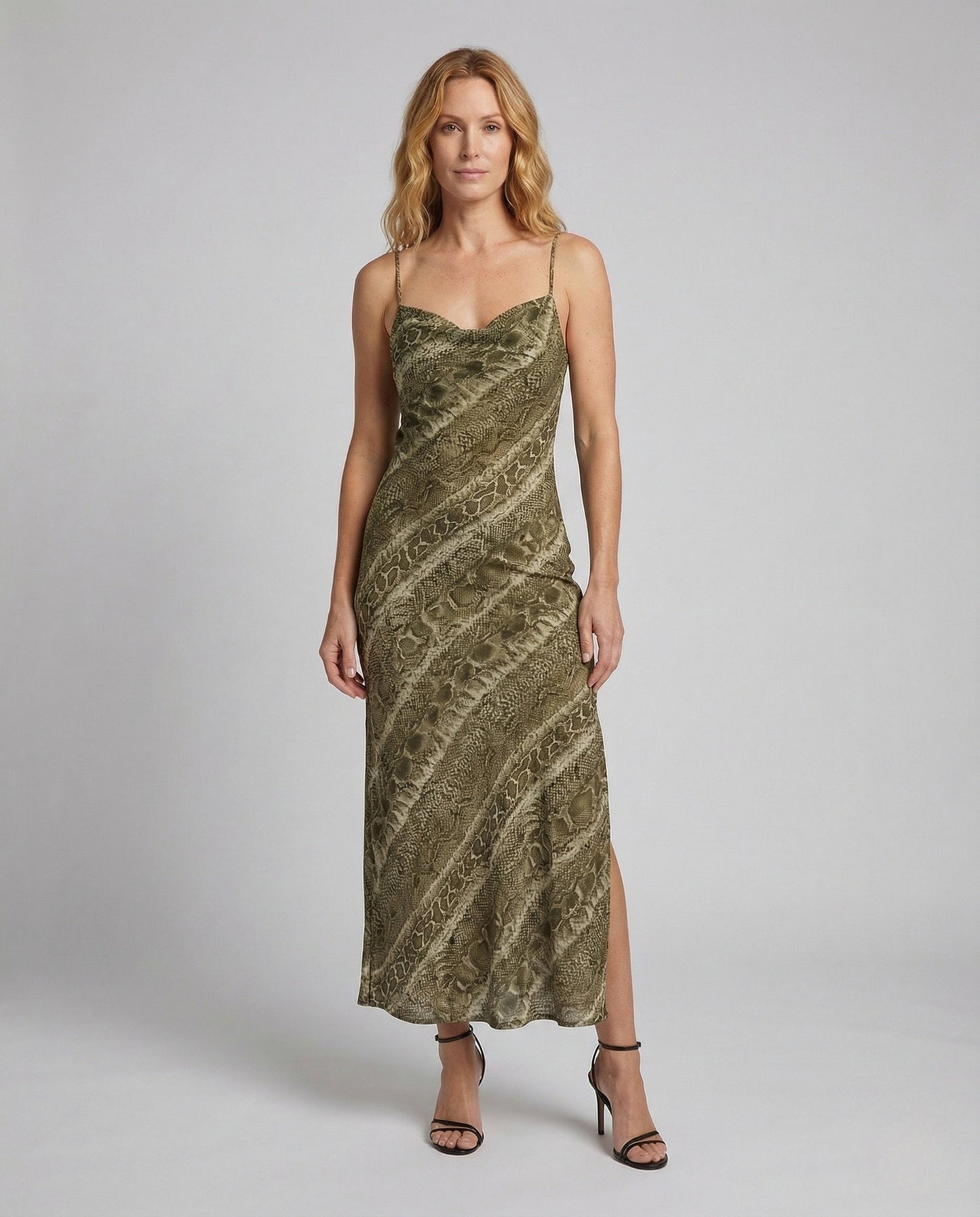 Damen Maxikleid Satin Beinschlitz - Norvielle