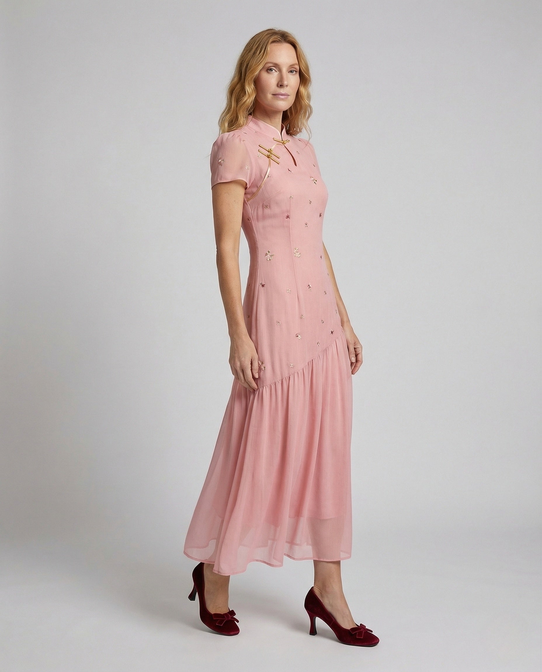 Damen Maxikleid Chiffon Bestickt - Norvielle