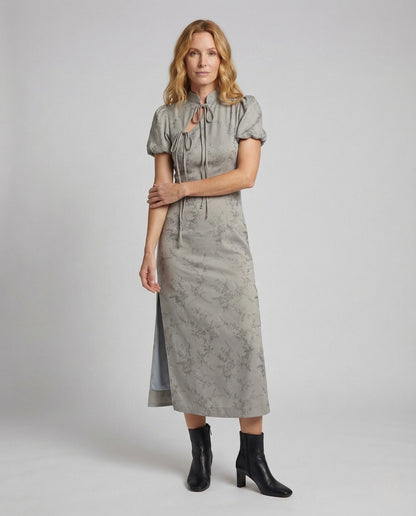 Damen Maxikleid Jacquard Stehkragen - Norvielle