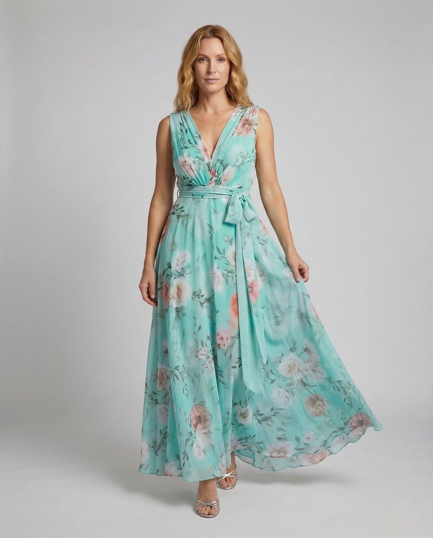 Damen Maxikleid Chiffon Wickelkleid - Norvielle