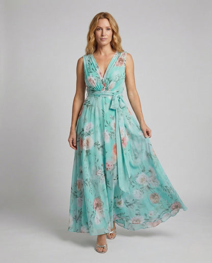 Damen Maxikleid Chiffon Wickelkleid - Norvielle