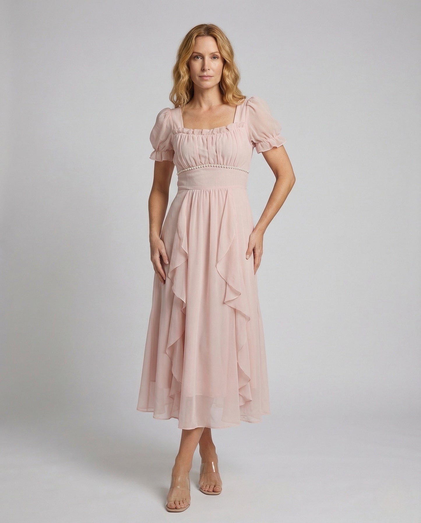 Damen Midikleid Chiffon Mehrlagig - Norvielle