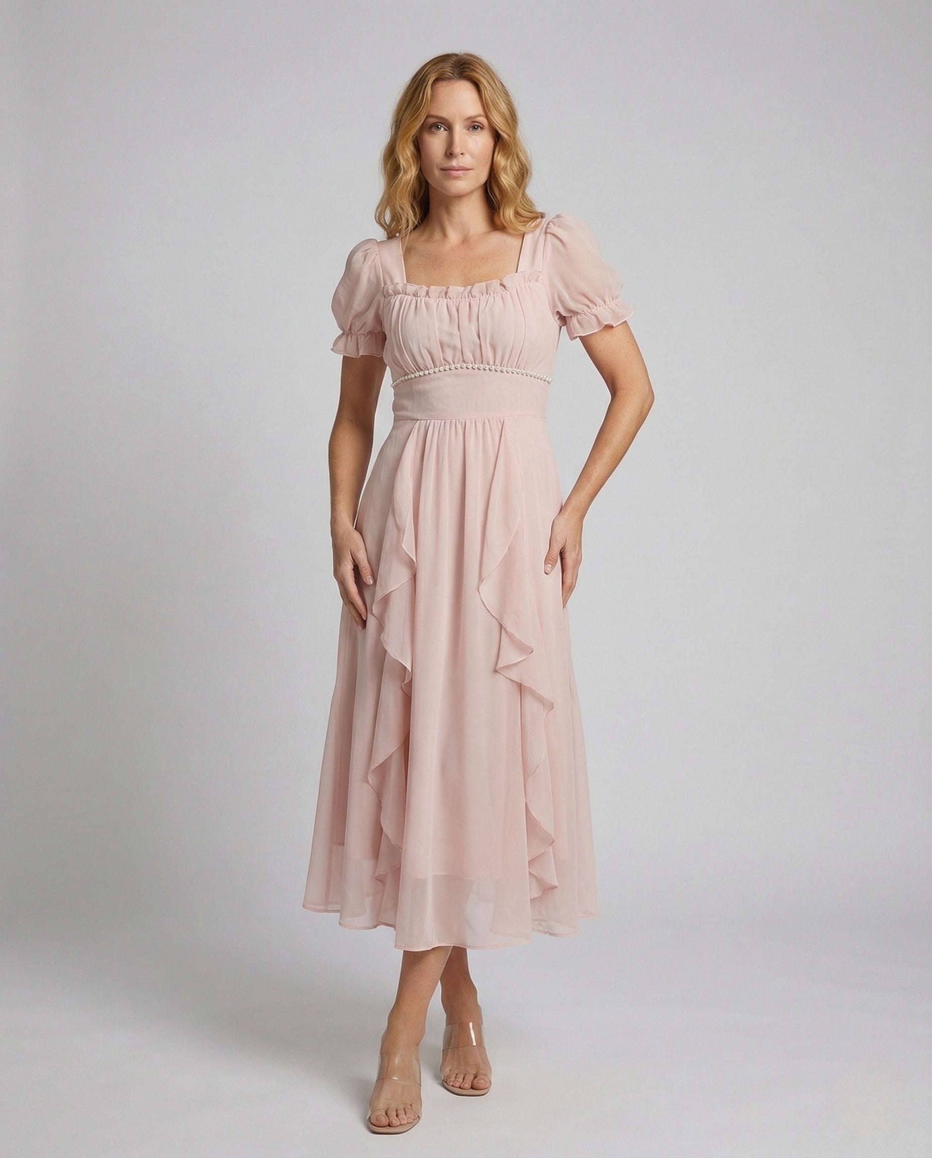 Damen Midikleid Chiffon Mehrlagig - Norvielle