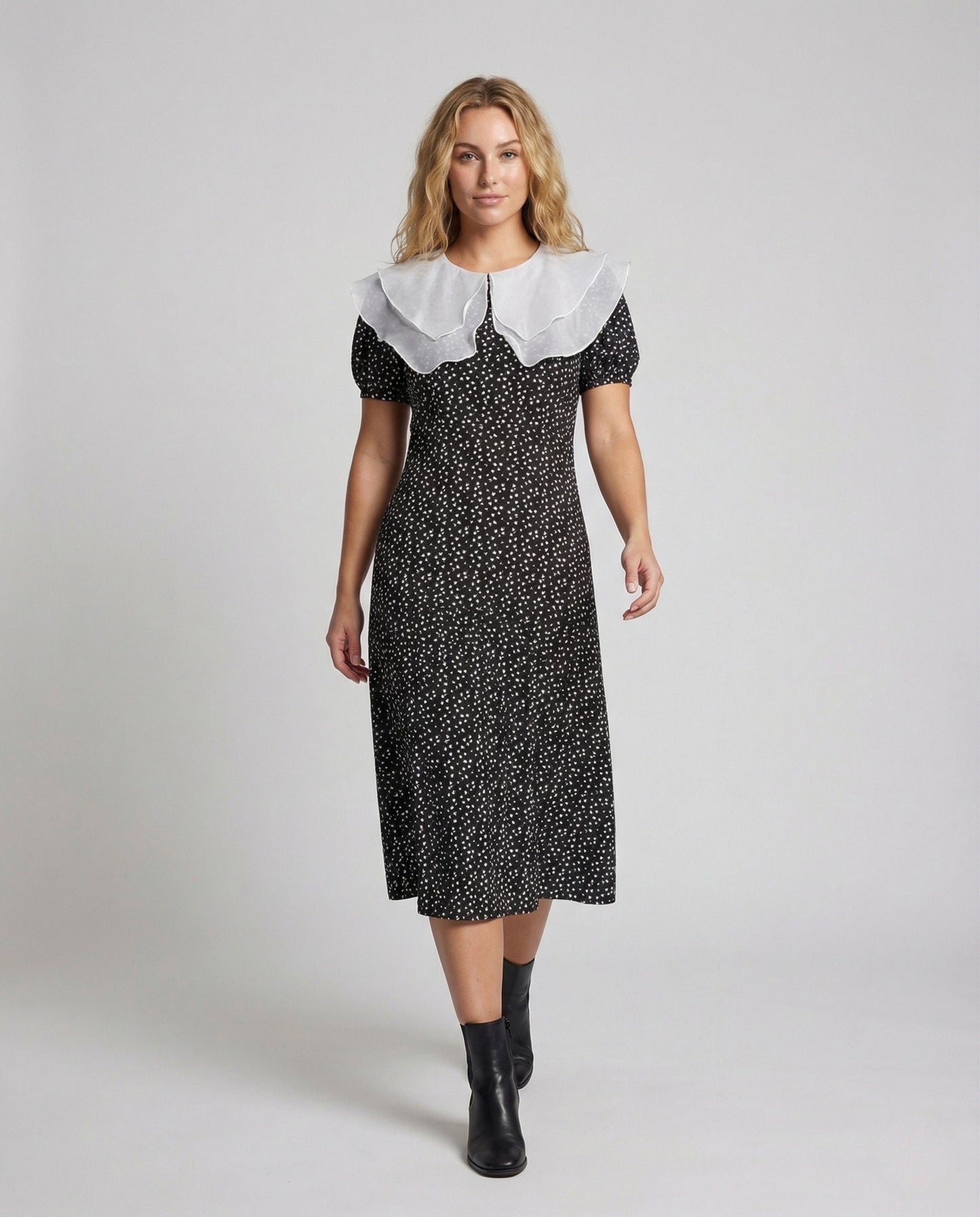 Damen Midikleid Doppelkragen - Norvielle