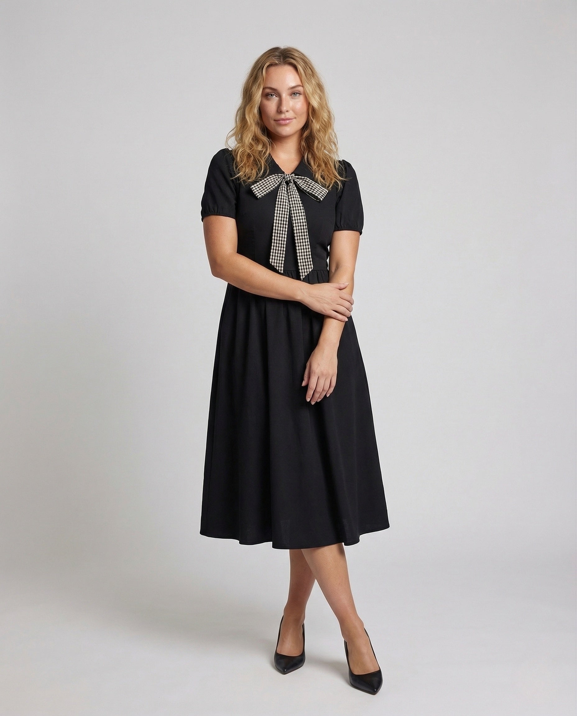 Damen A-Linien Midikleid Kariert - Norvielle