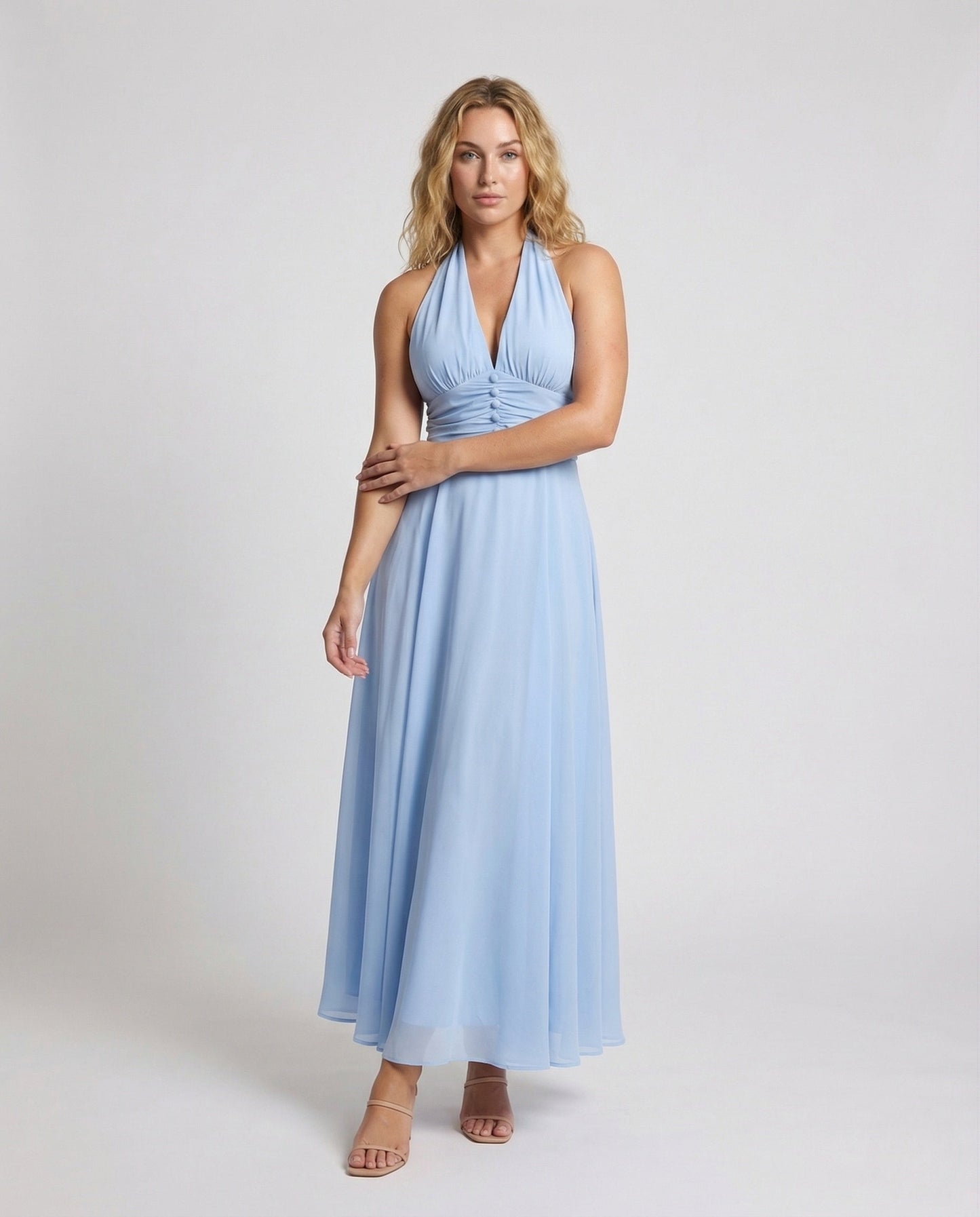 Damen Maxikleid Neckholder Lagenrock - Norvielle