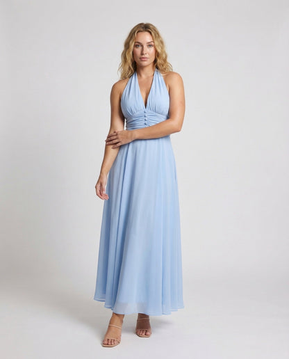 Damen Maxikleid Neckholder Lagenrock - Norvielle