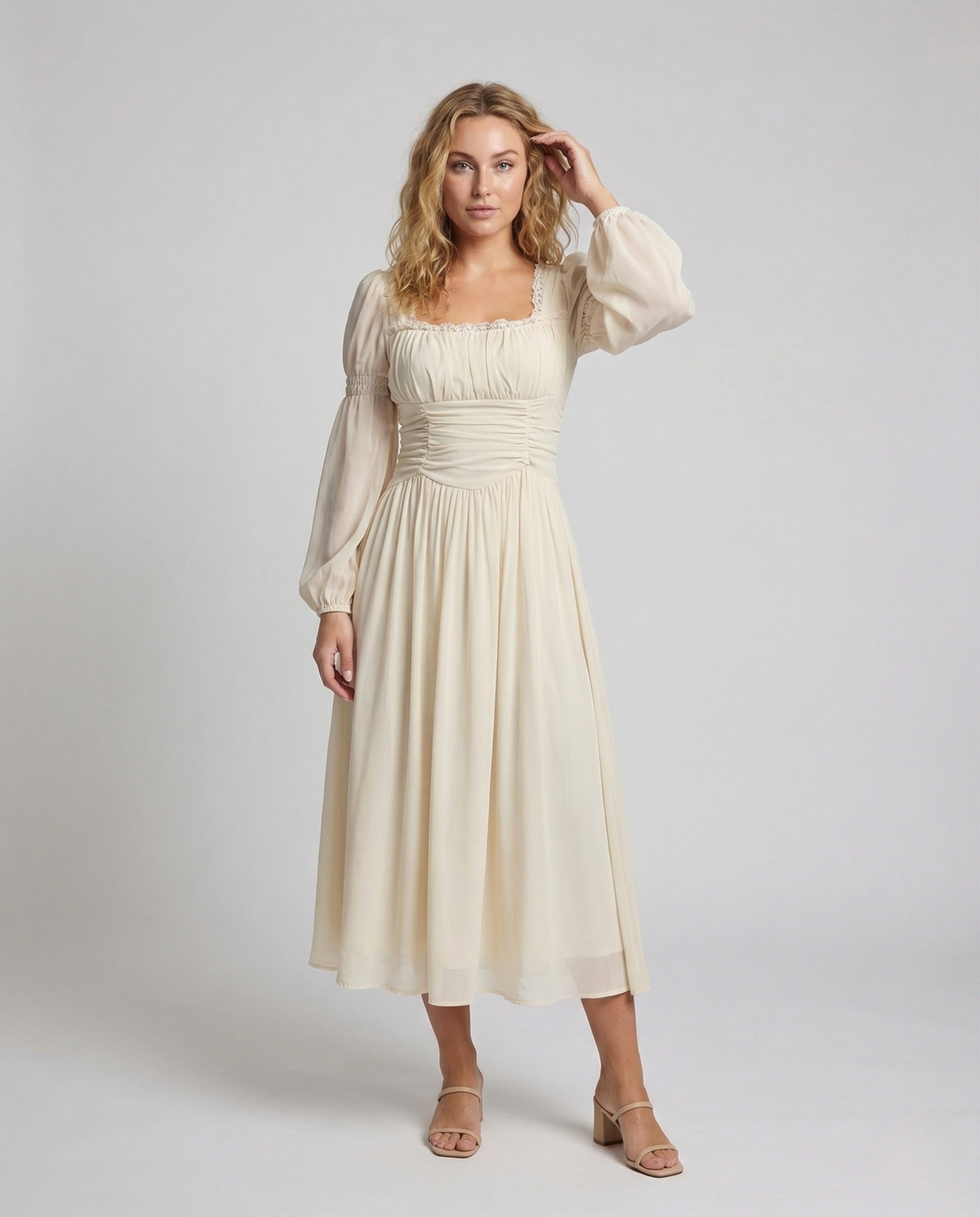 Damen Abendkleid Chiffon Ballonärmel - Norvielle