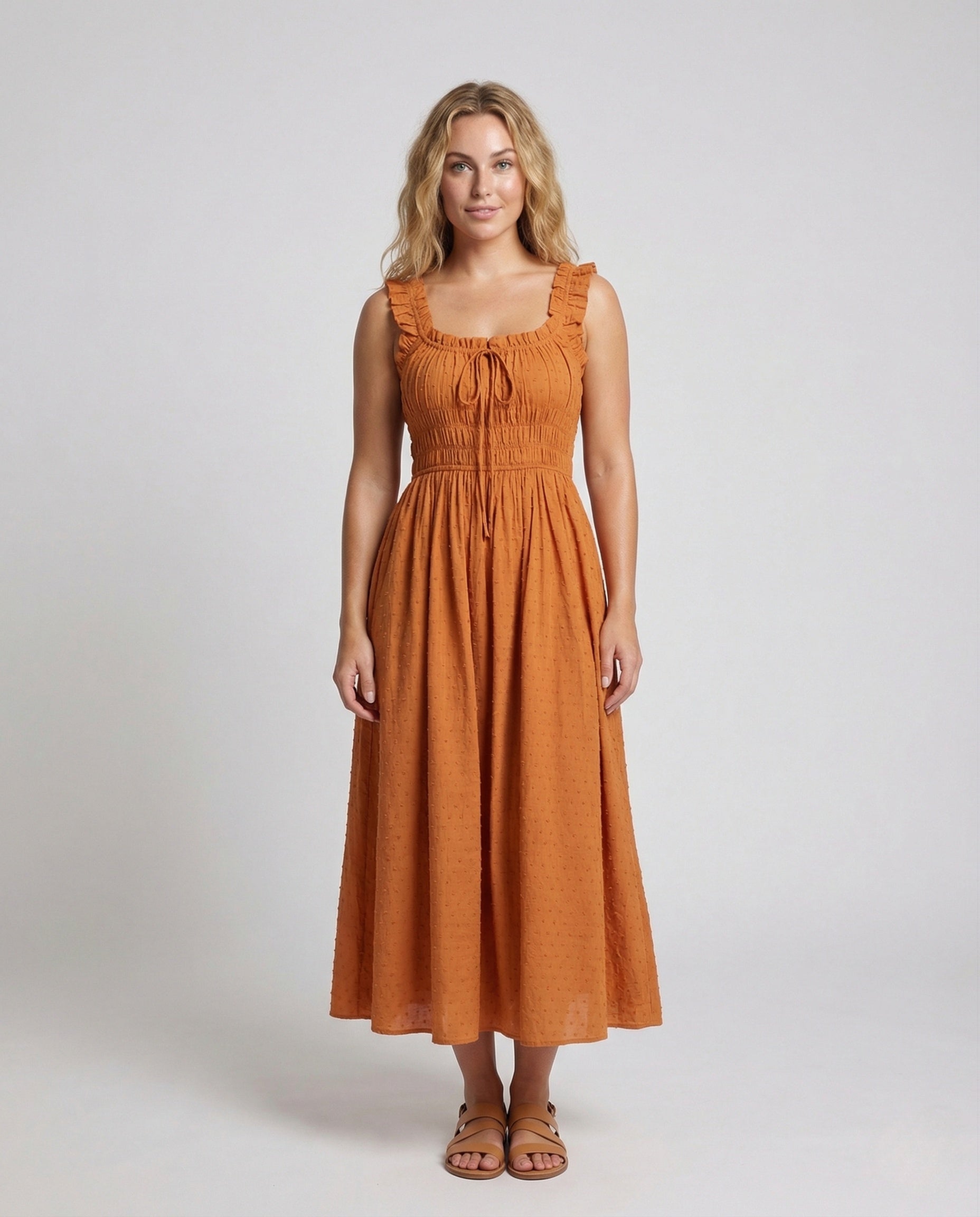 Damen Maxikleid Rüschen Tellerrock - Norvielle