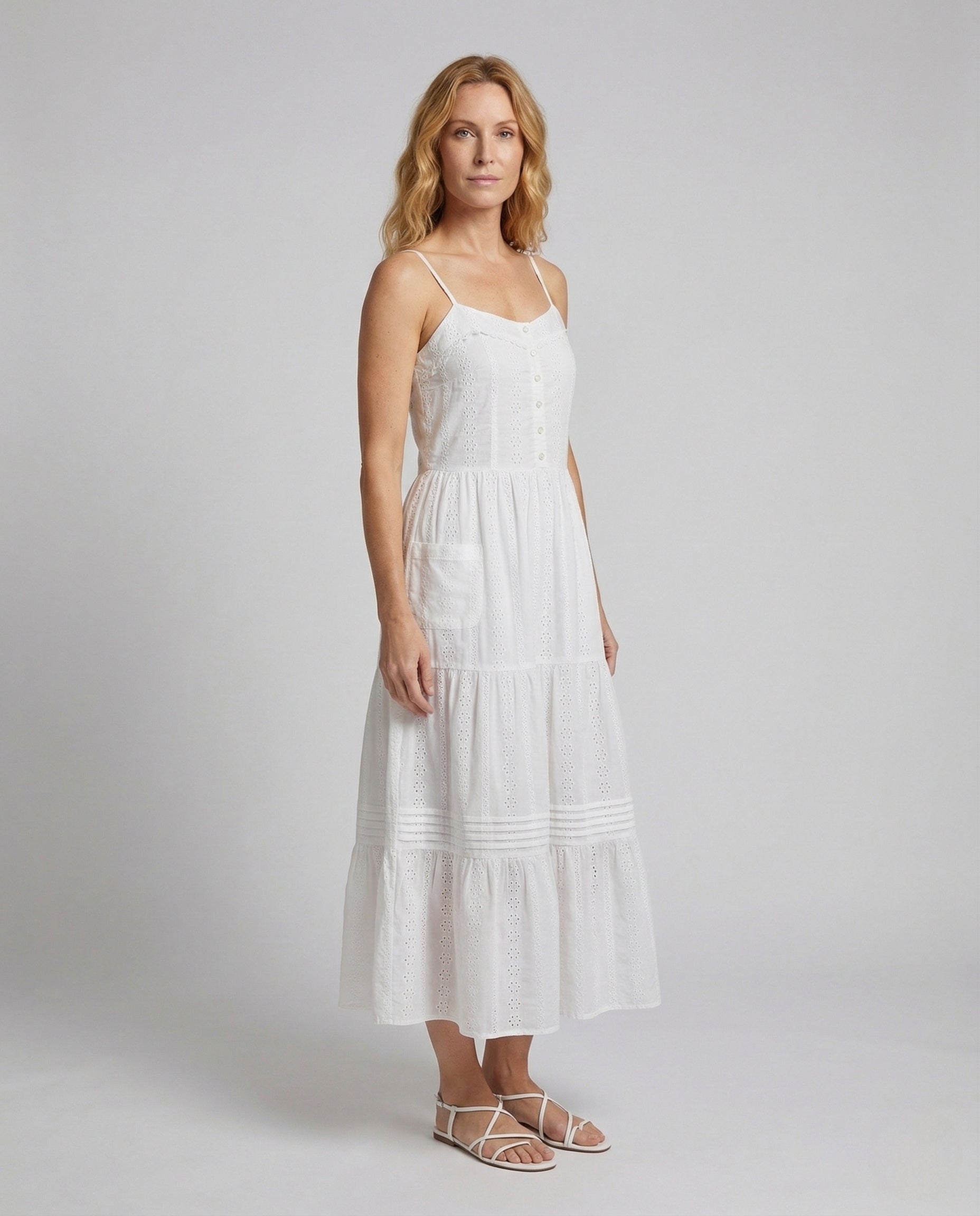 Damen Spitzenkleid Stufenkleid Spaghettiträger - Norvielle