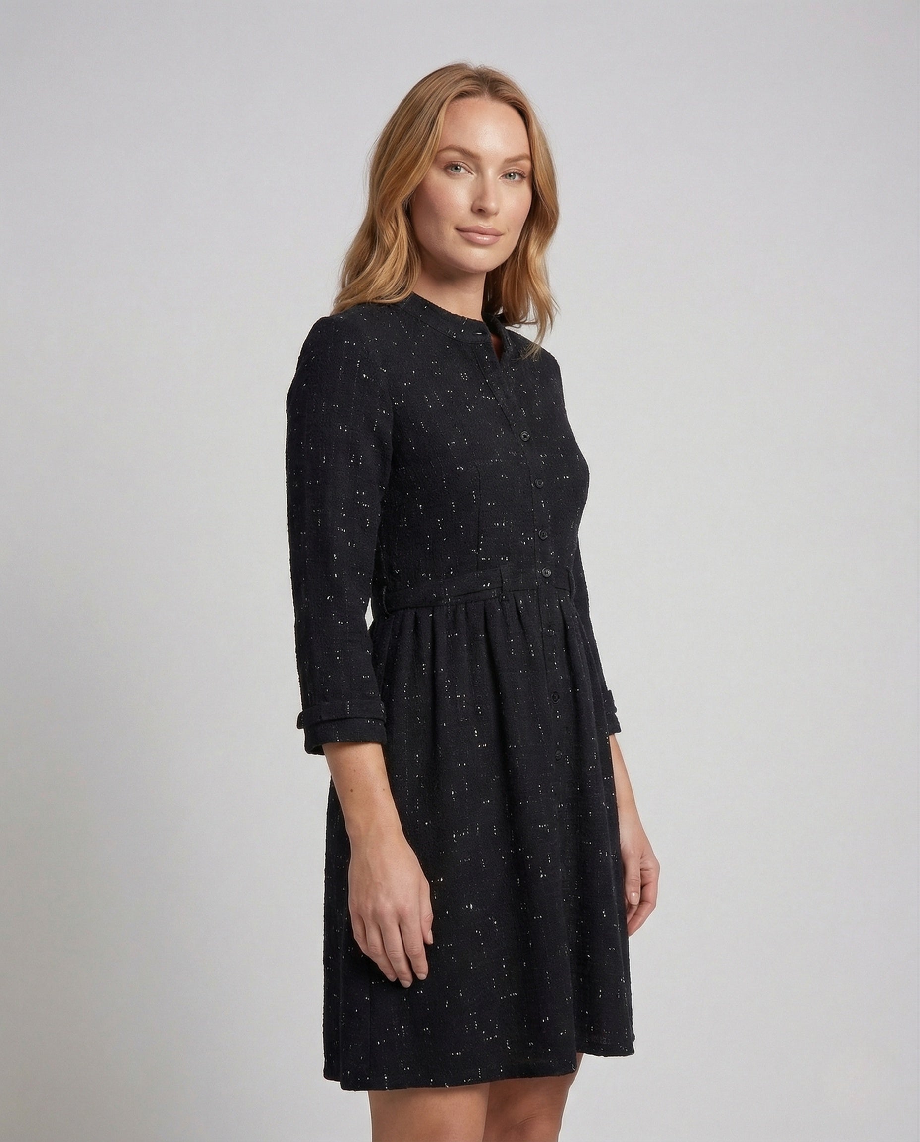 Damen Tweedkleid Mit Knöpfen - Norvielle