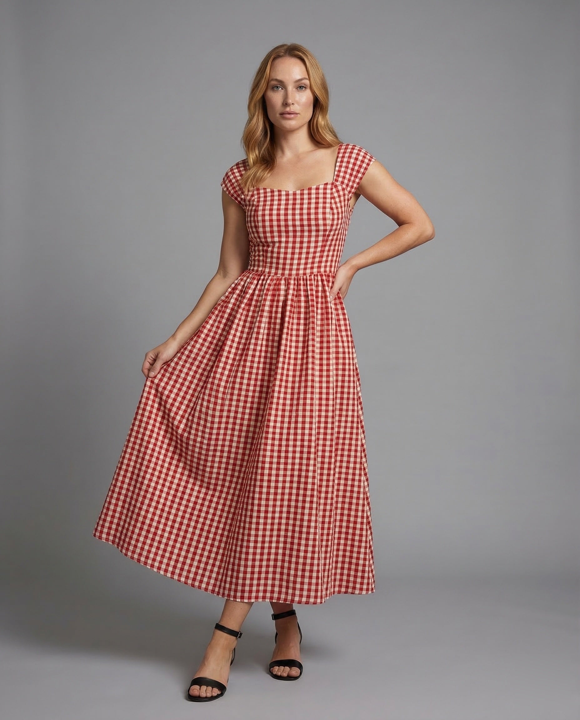 Damen Midikleid Vichy Karo - Norvielle