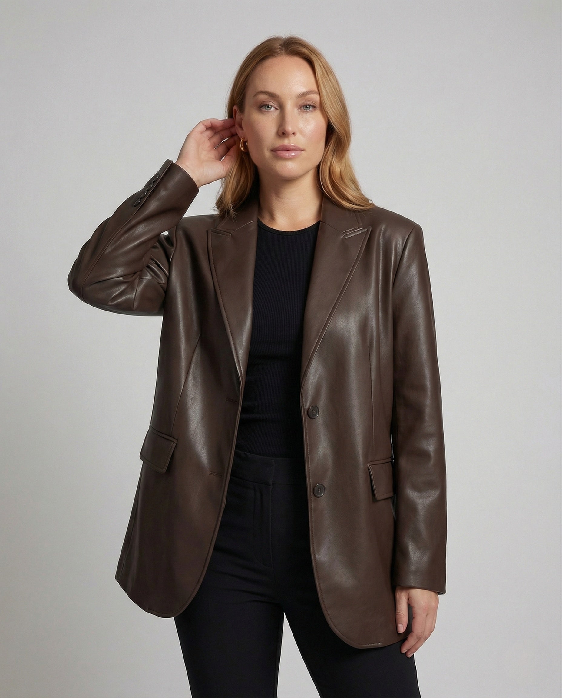 Damen Blazer Lederoptik Weit - Norvielle