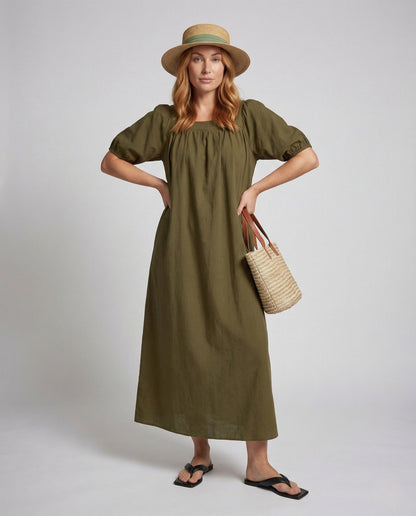 Damen Maxikleid A-Linie Puffärmel - Norvielle