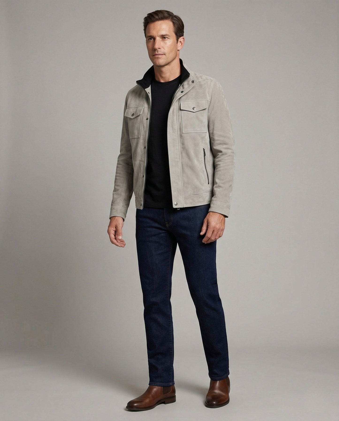 Herren Velours-Utility-Jacke - Norvielle