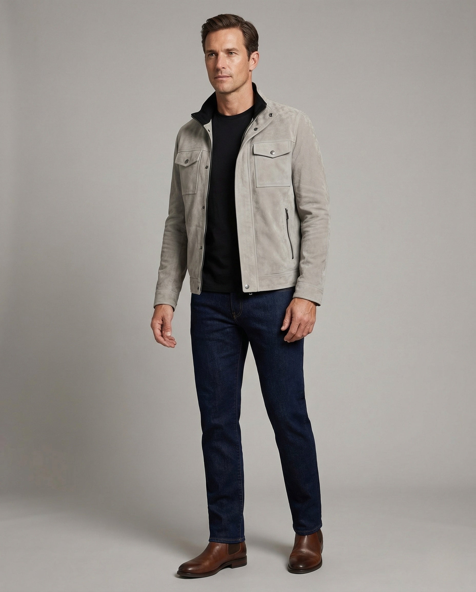 Herren Velours-Utility-Jacke - Norvielle