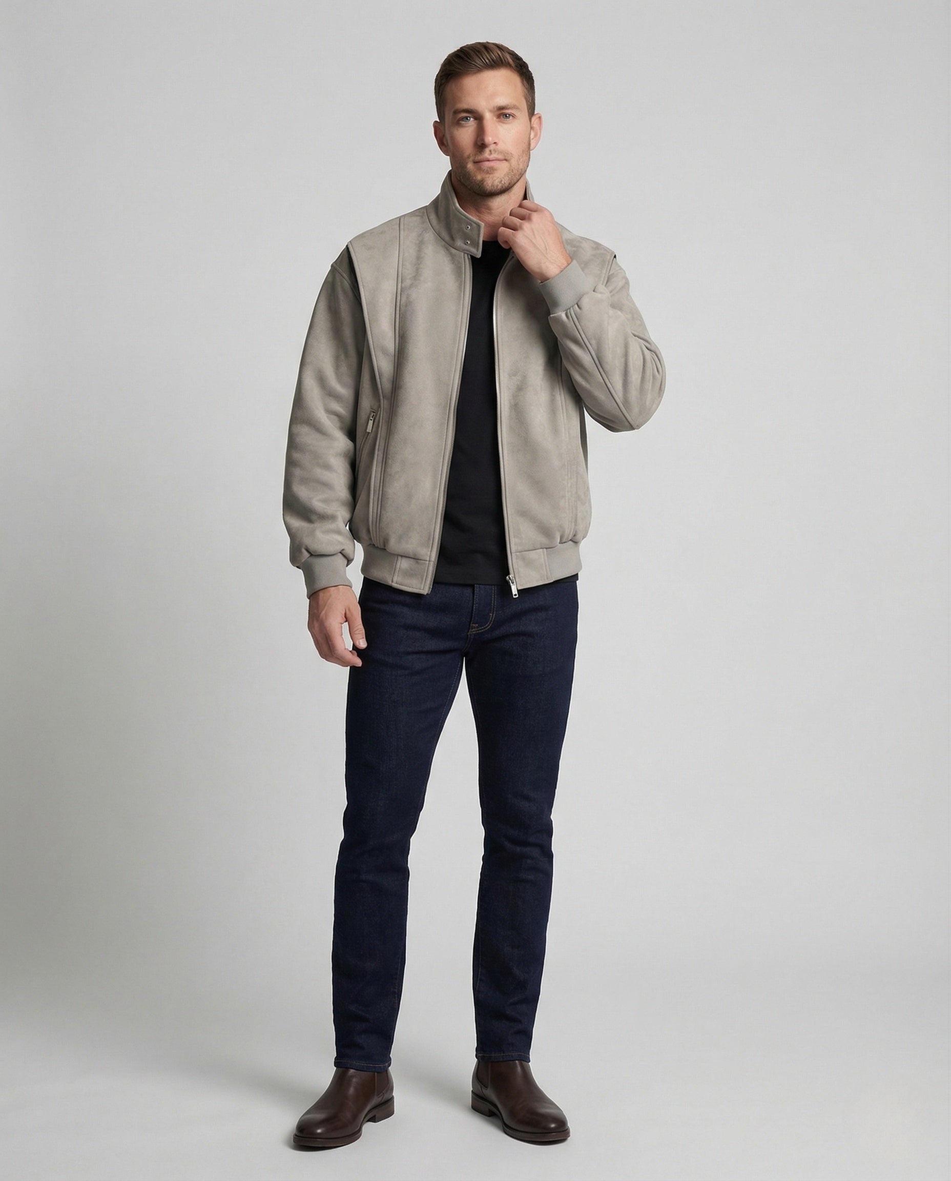 Herren Velours-Bomberjacke Weit - Norvielle