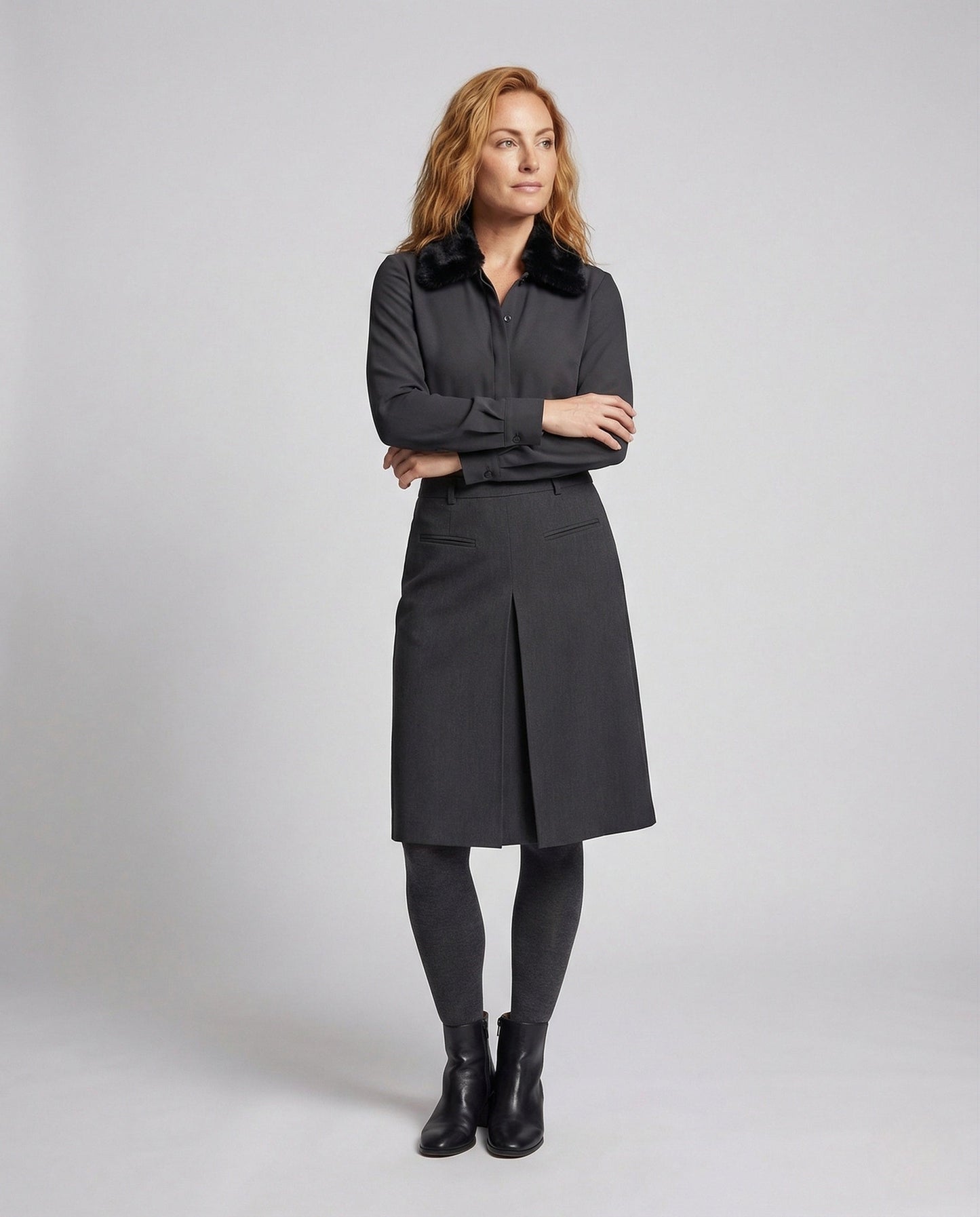 Damen Wollrock Knielang A-Linie - Norvielle