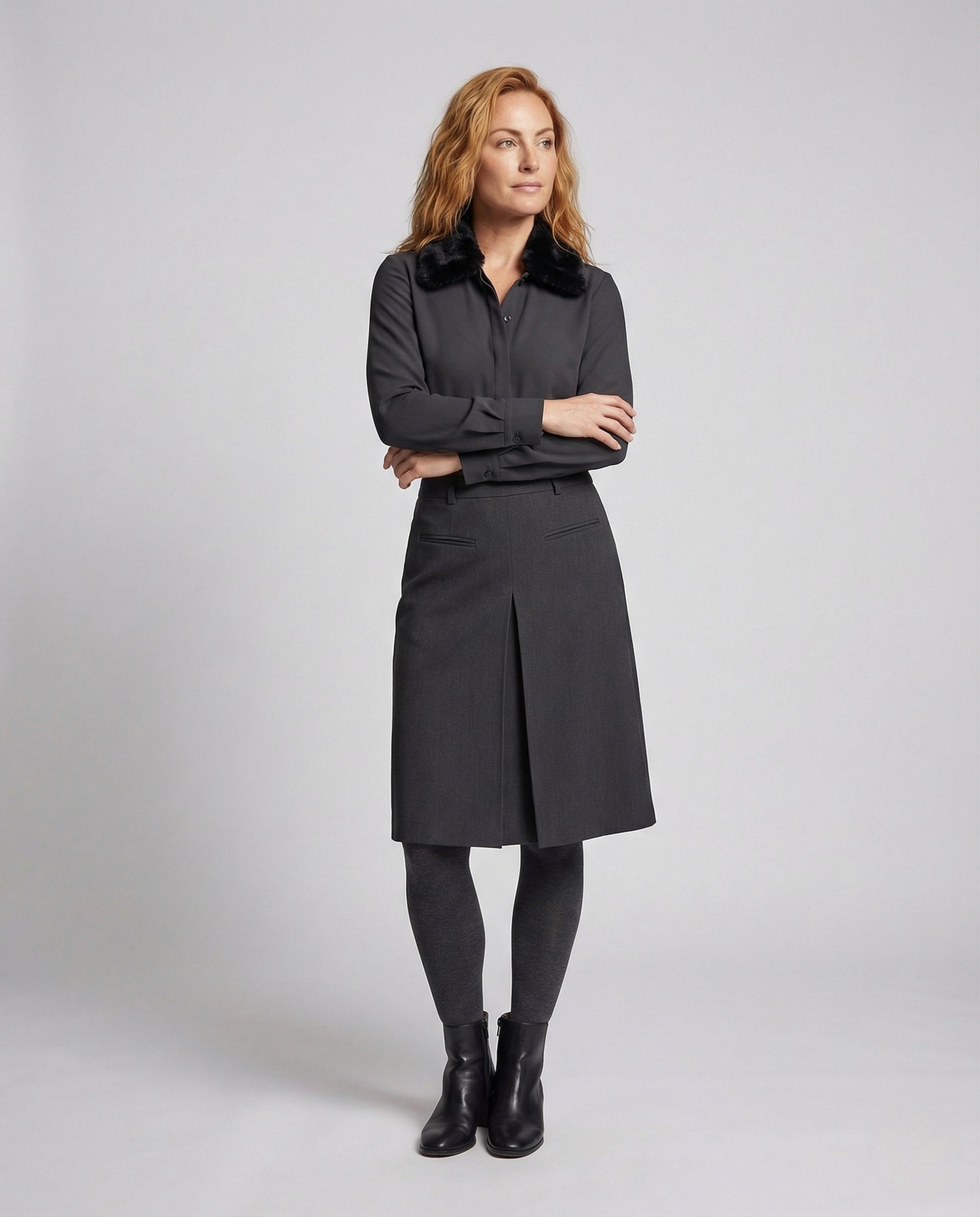 Damen Wollrock Knielang A-Linie - Norvielle