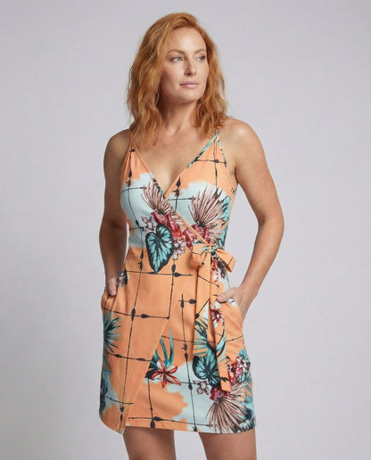 Damen Minikleid Spaghettiträger Wickelkleid - Norvielle