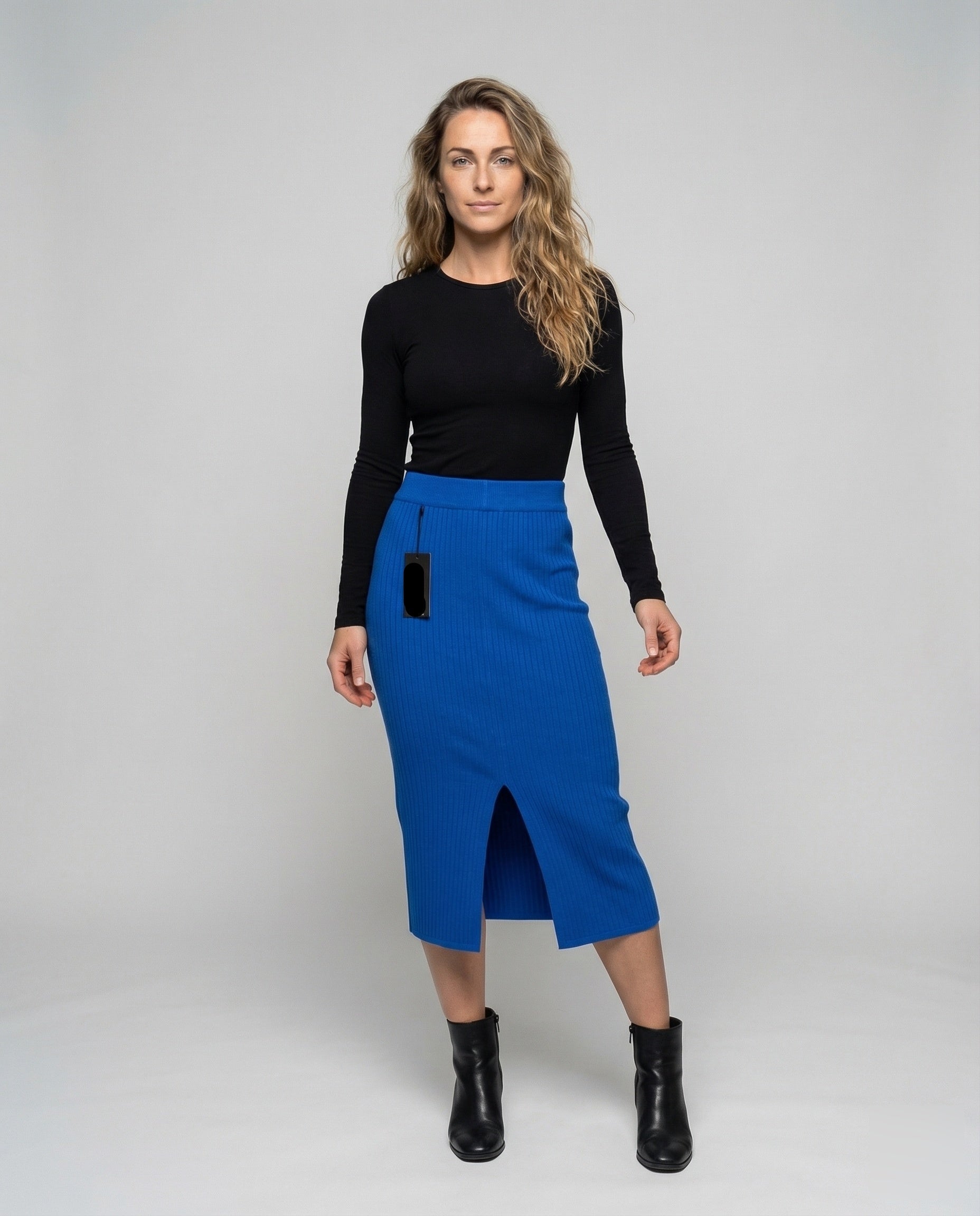 Damen Midirock Feinstrick mit Schlitz - Norvielle