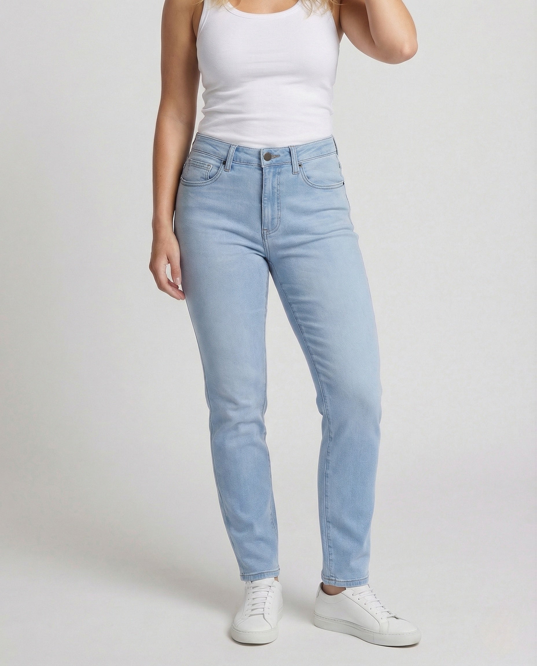 Damen High Waist Skinny Jeans Slim Fit Schwarz - Norvielle