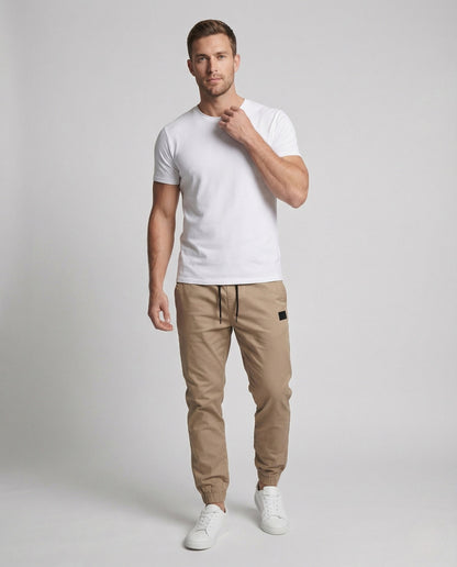 Herren Jogginghose Twill elastischer Saum Schwarz - Norvielle