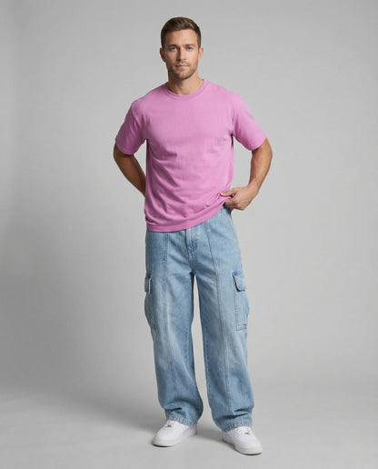 Herren Cargohose Ultraweit Baumwolle Tiefes Bein Schwarz - Norvielle