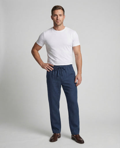 Herren Leinenhose Weit Bein Tunnelzug Sommerhose - Norvielle