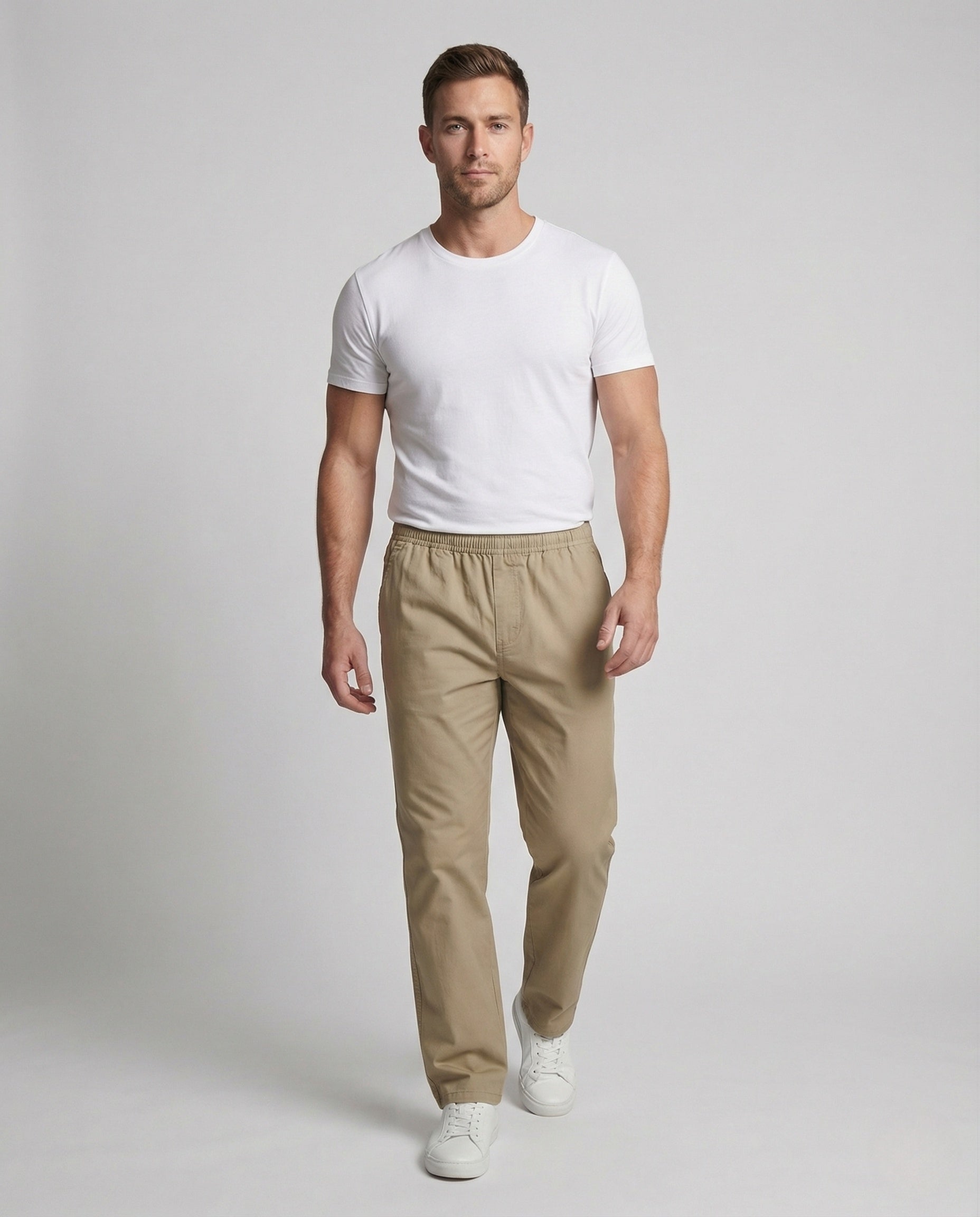 Herren Chinohose Elastischer Bund Straight Fit - Norvielle