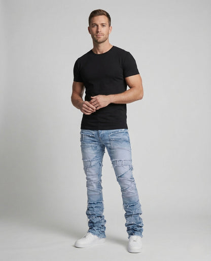 Herren Slimfit Jeans Patchwork Fransen - Norvielle