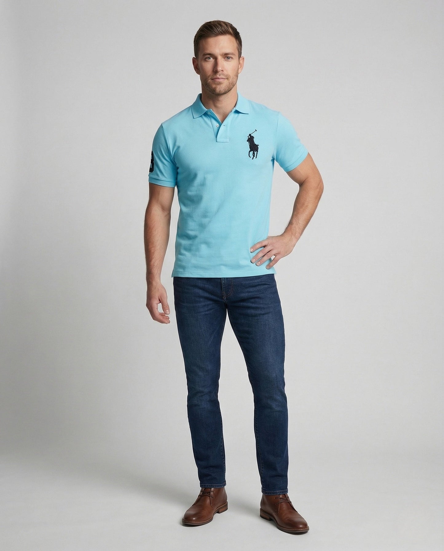 Herren Slim Fit Poloshirt Sport Stickerei - Norvielle
