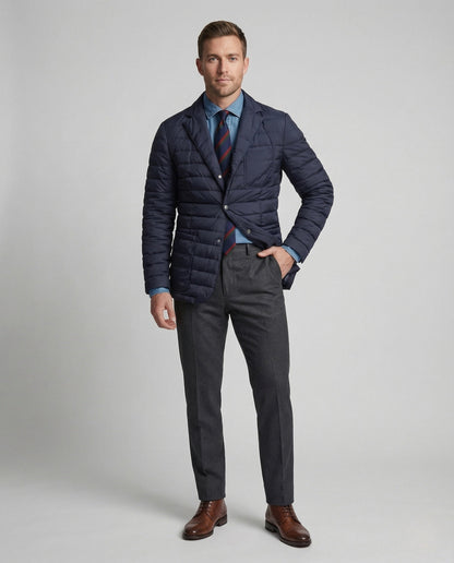 Herren Blazer Wärmedämmend Gesteppt Schwarz - Norvielle