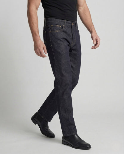 Herren High Waist Jeans Raw Denim Relaxed Fit
