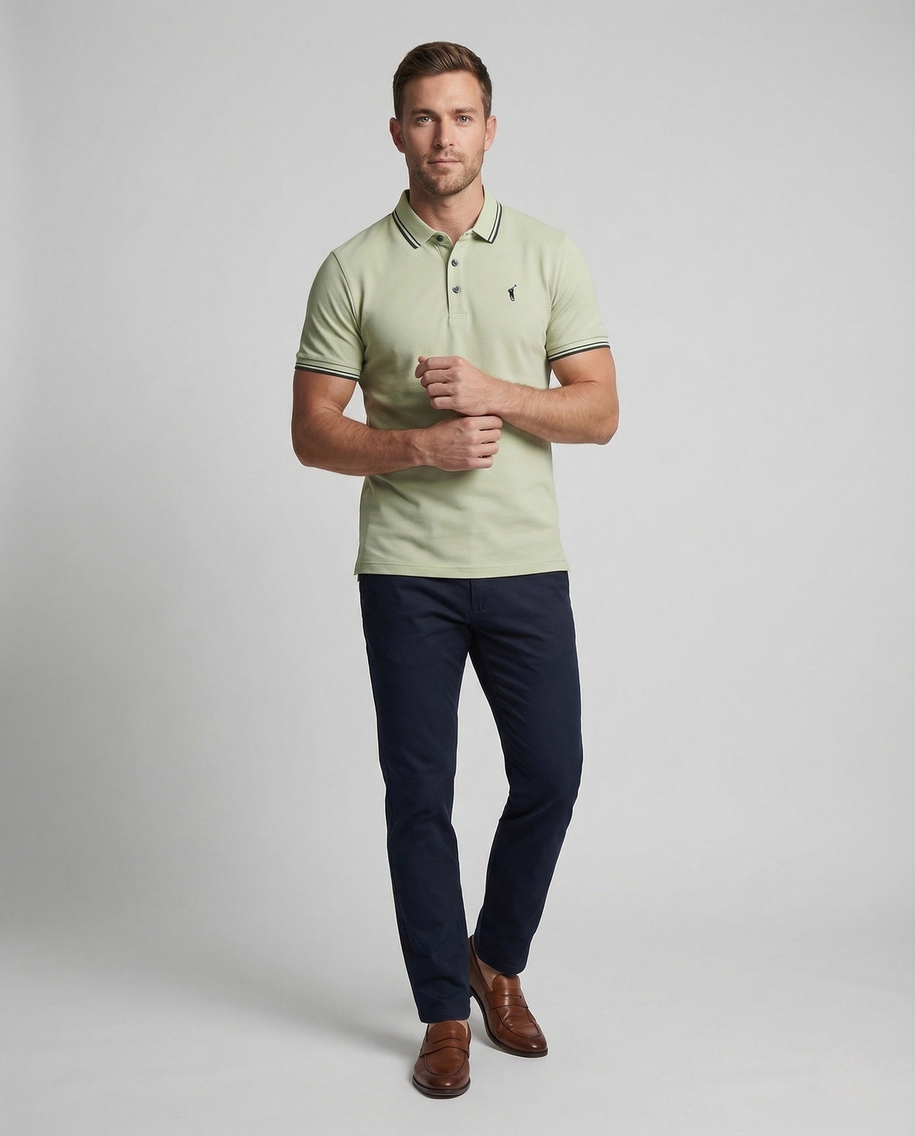 Herren Poloshirt Piqué Kontrastkragen - Norvielle