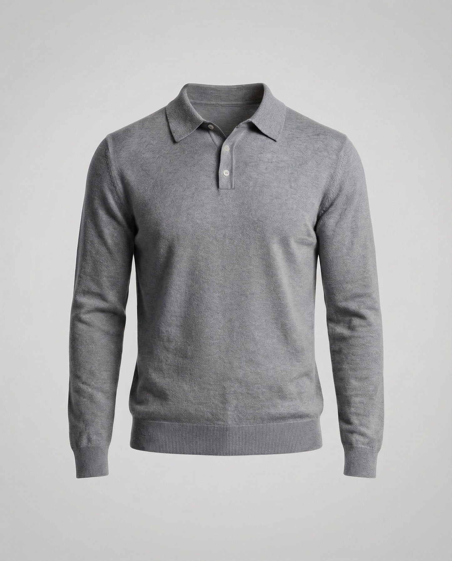Herren Strickpolo Langarm Knopfleiste