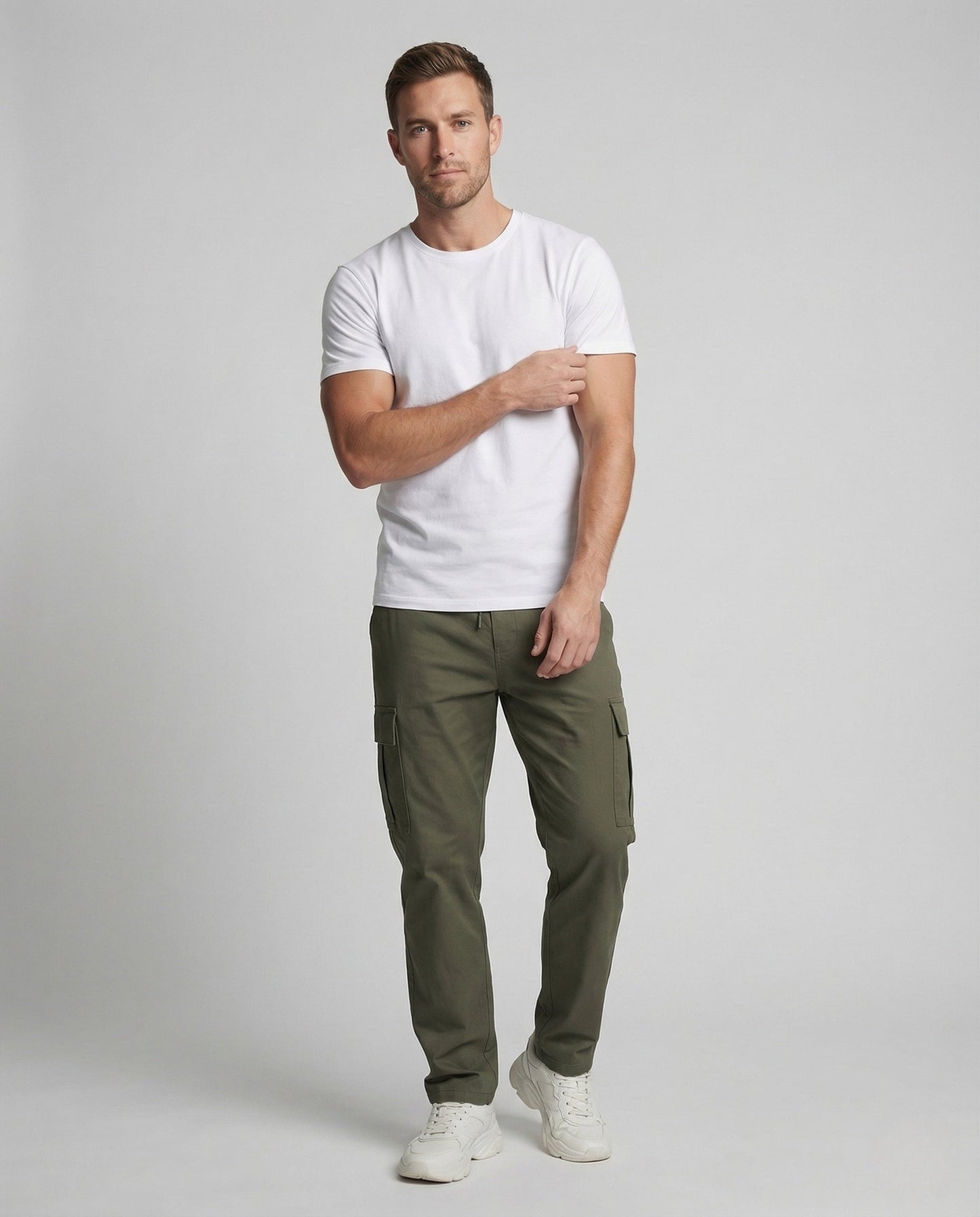 Herren Cargo Hose Locker Tunnelzug Bequem Grün - Norvielle