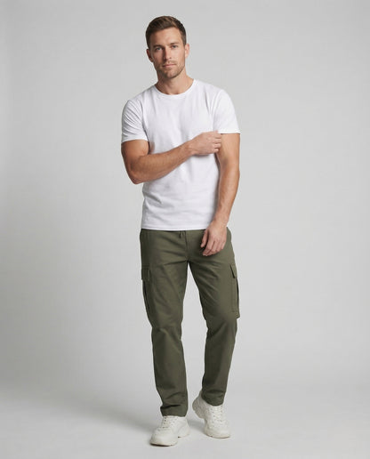 Herren Cargo Hose Locker Tunnelzug Bequem Grün - Norvielle