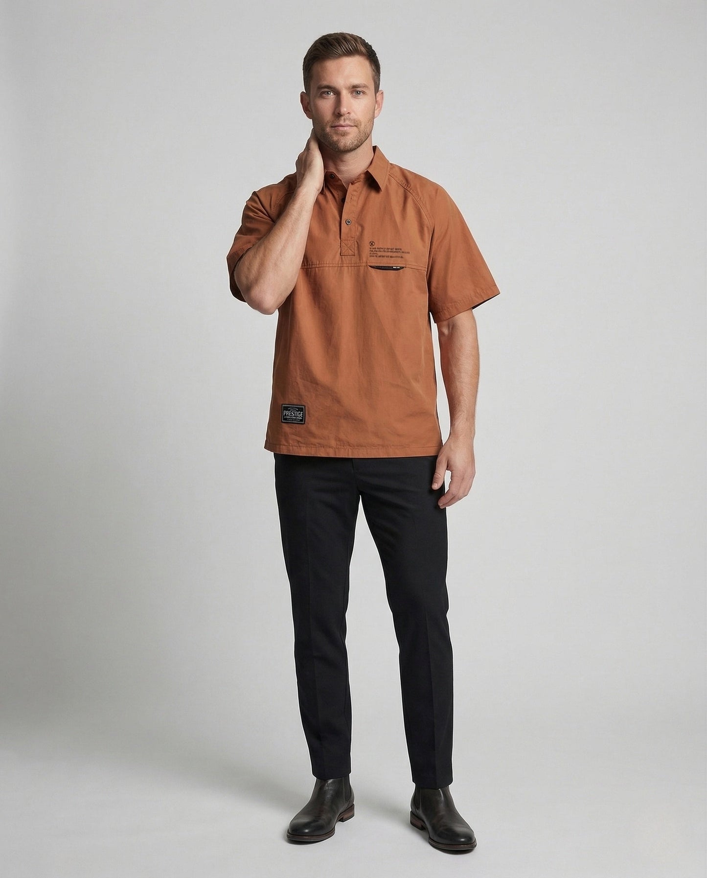 Herren Oversize Poloshirt Kurzarm mit Raglanärmeln und Logo - Norvielle