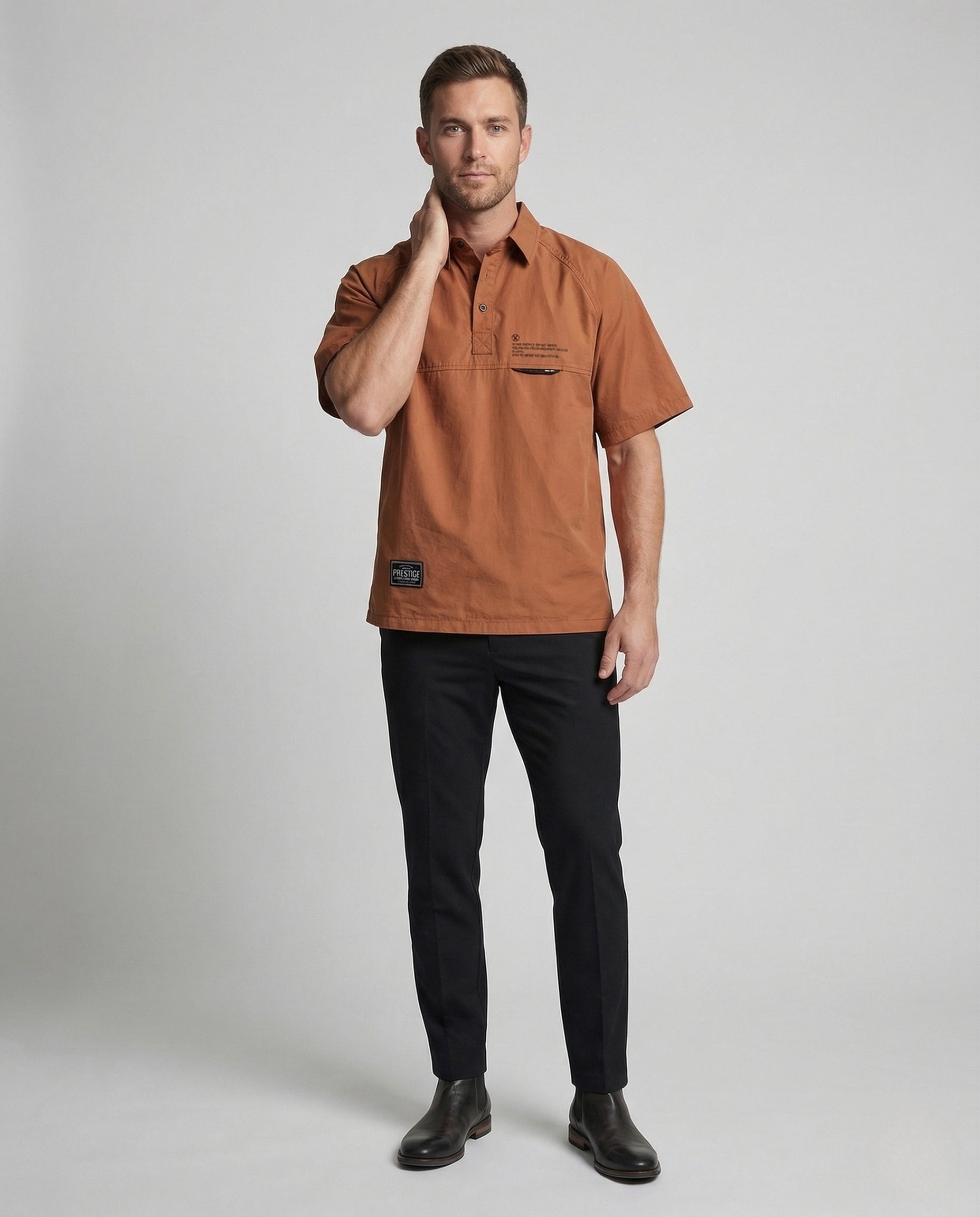 Herren Oversize Poloshirt Kurzarm mit Raglanärmeln und Logo - Norvielle