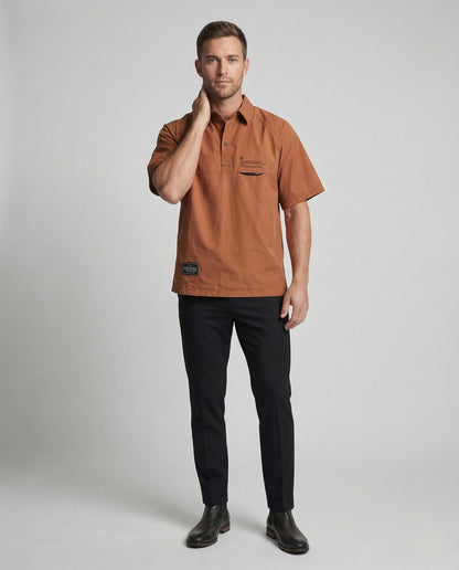 Herren Oversize Poloshirt Kurzarm mit Raglanärmeln und Logo - Norvielle