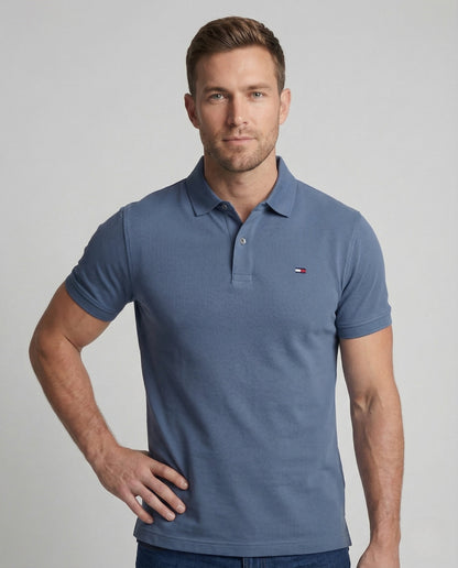Herren Piqué Poloshirt Kentkragen Logo Patch - Norvielle