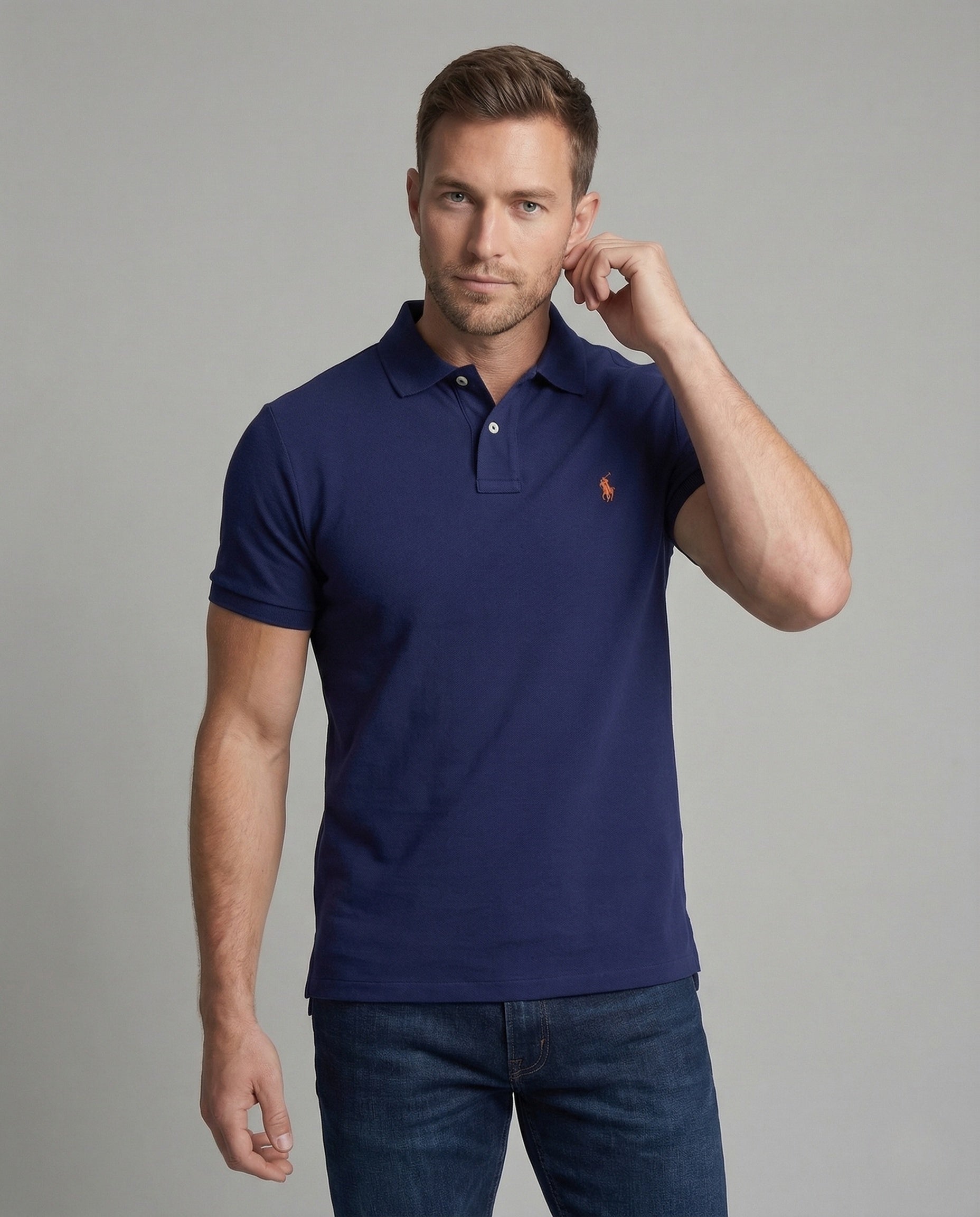 Herren Poloshirt Piqué Mesh Struktur Verdeckte Knöpfe - Norvielle